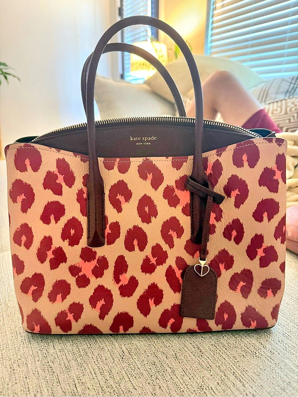 Kate Spade Leopard Print Satchel in Brown & Red Like New